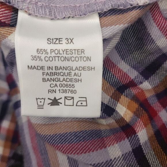 Womans Penningtons Button Down Plaid sz 3X Top - Picture 11 of 13